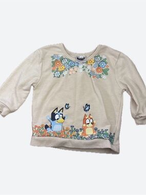 Beige Floral Bluey & Bingo Hoodie for Kids